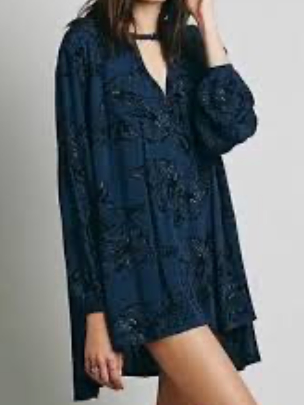 Free People Blue Floral Swing Dress Women Sz XS